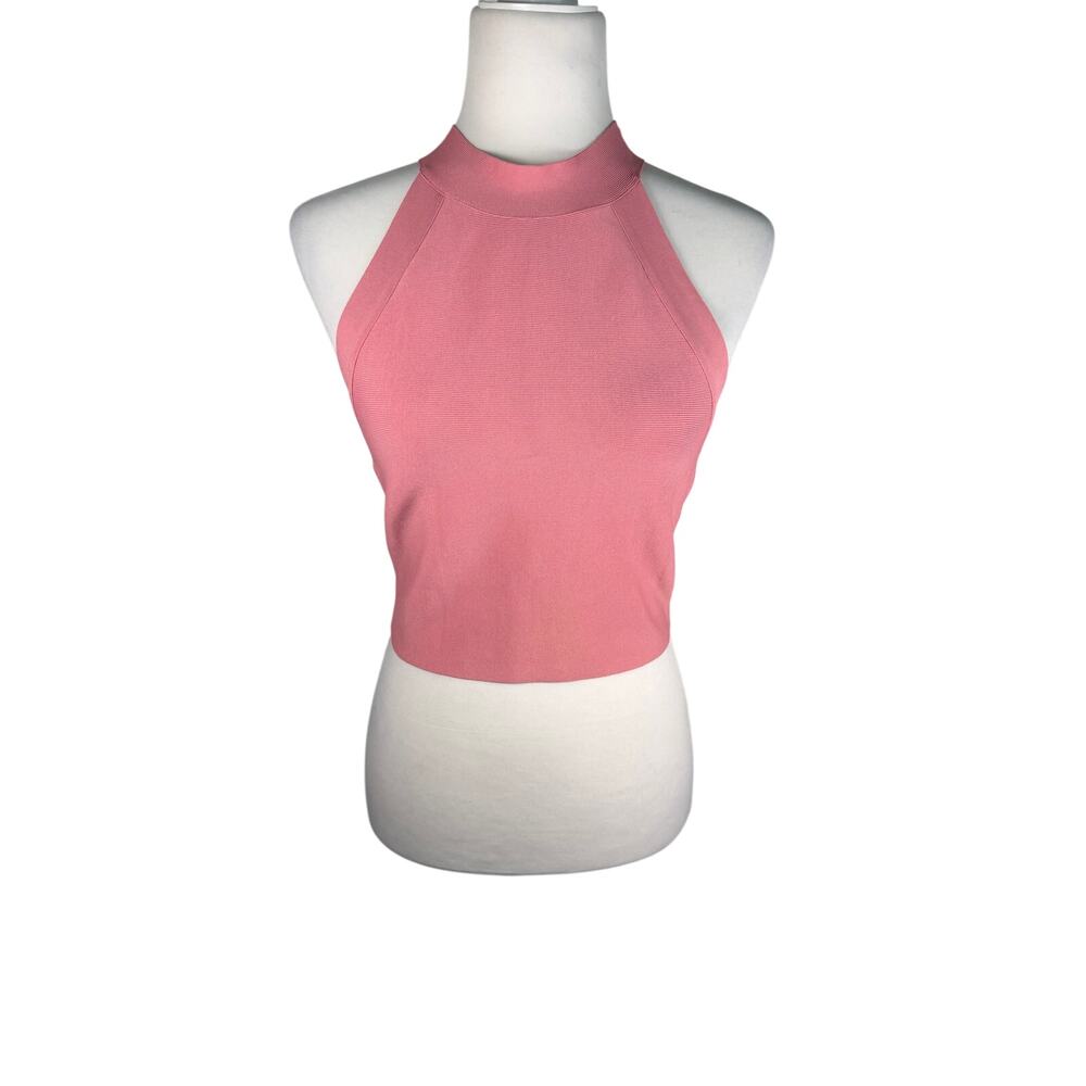 BCBGMaxazria Pink Halter Crop Top Sweetheart Neck Sleeveless Size S